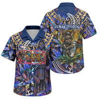 American Samoa Warrior Family Matching Short Sleeve Bodycon Dress and Hawaiian Shirt Polynesian Fruit Bat Talofa Urban Graffiti Street Art
