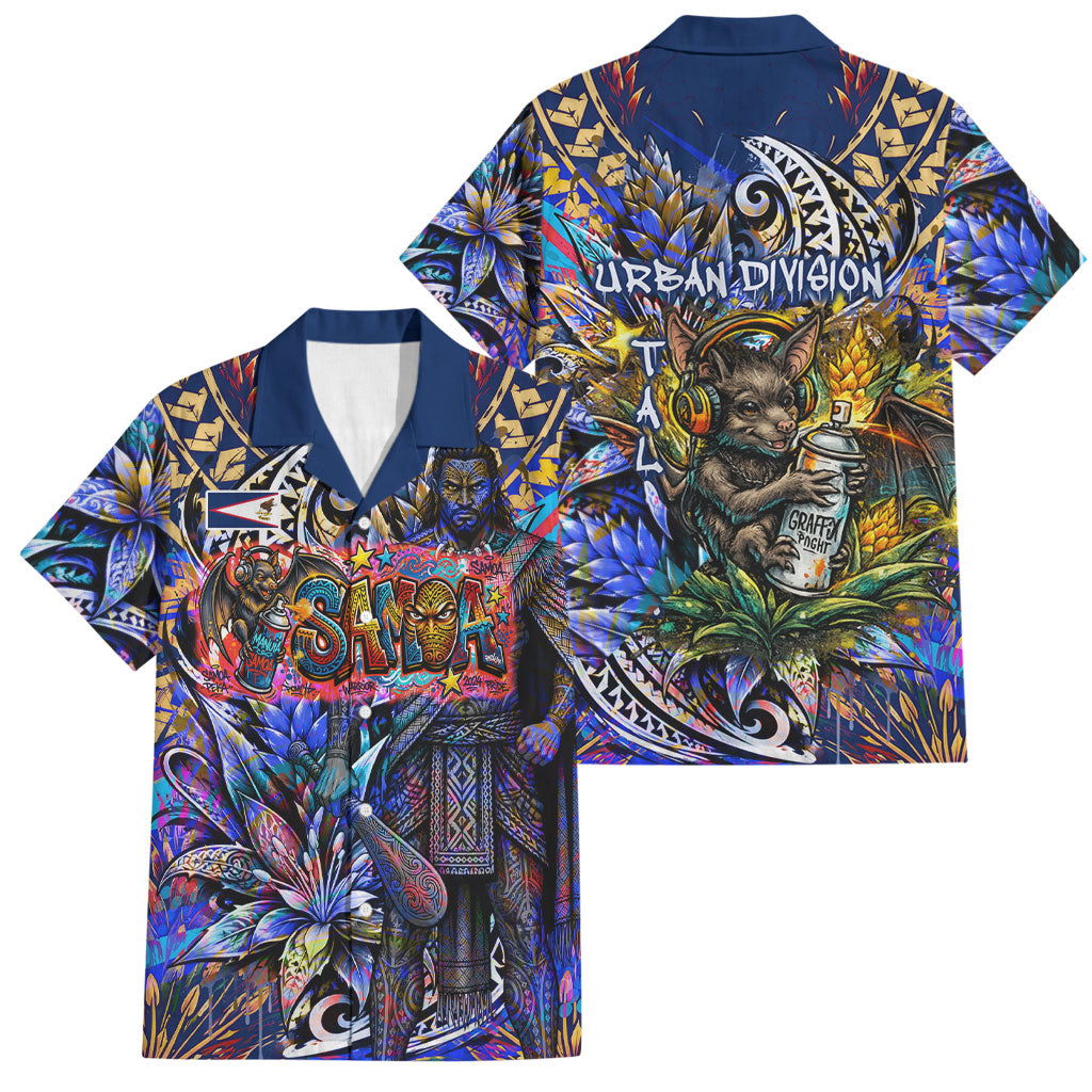American Samoa Warrior Family Matching Summer Maxi Dress and Hawaiian Shirt Polynesian Fruit Bat Talofa Urban Graffiti Street Art