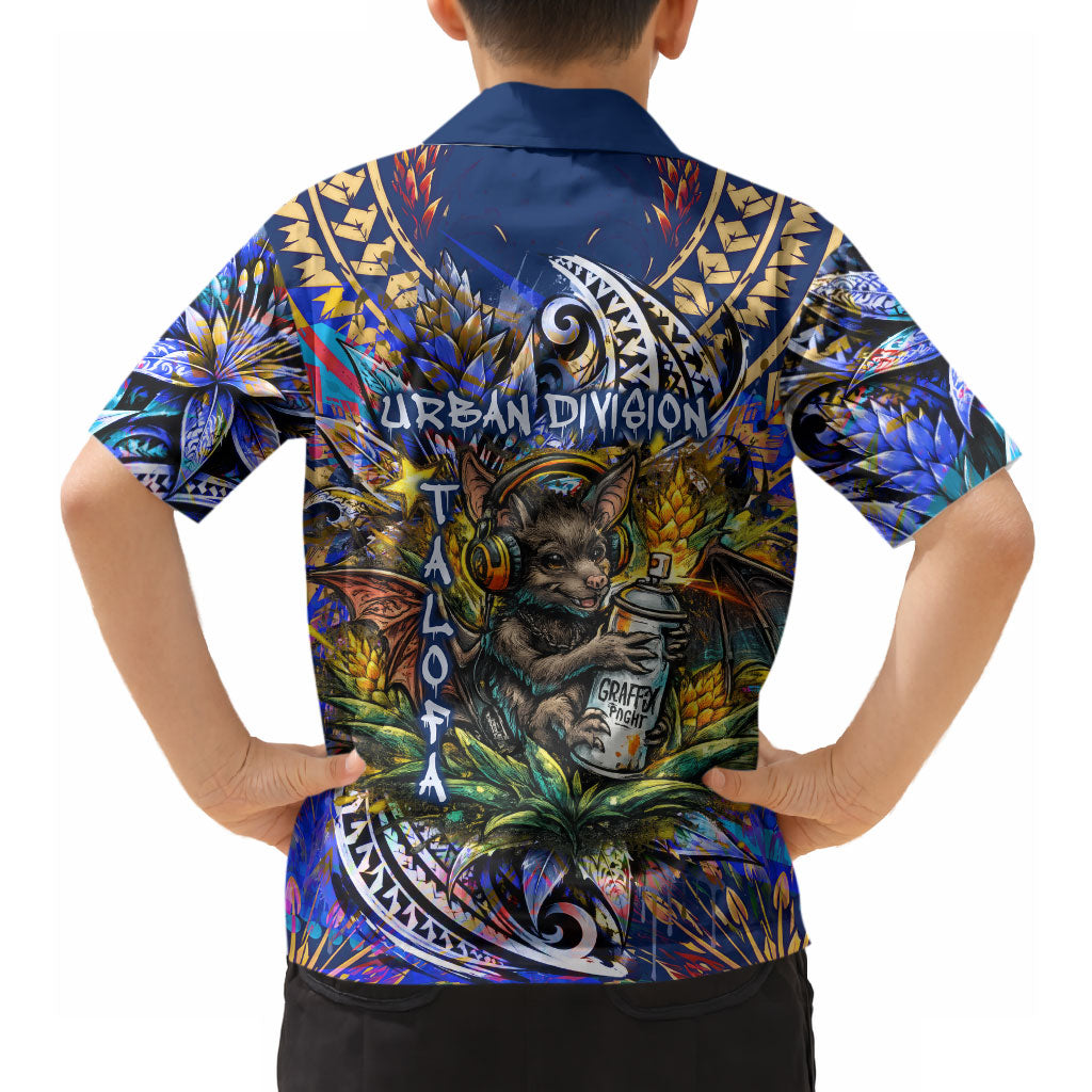 American Samoa Warrior Hawaiian Shirt Polynesian Fruit Bat Talofa Urban Graffiti Street Art