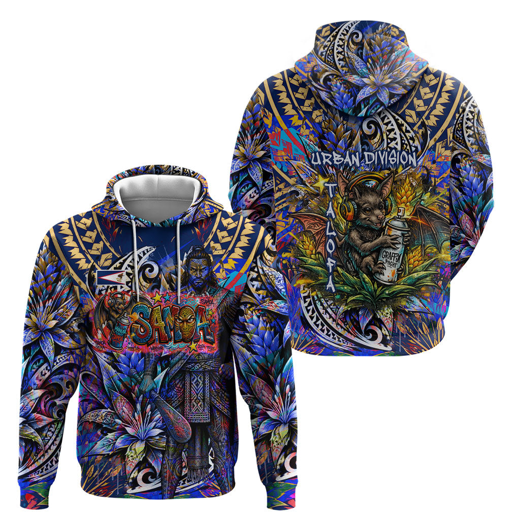 American Samoa Warrior Hoodie Polynesian Fruit Bat Talofa Urban Graffiti Street Art