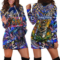 American Samoa Warrior Hoodie Dress Polynesian Fruit Bat Talofa Urban Graffiti Street Art
