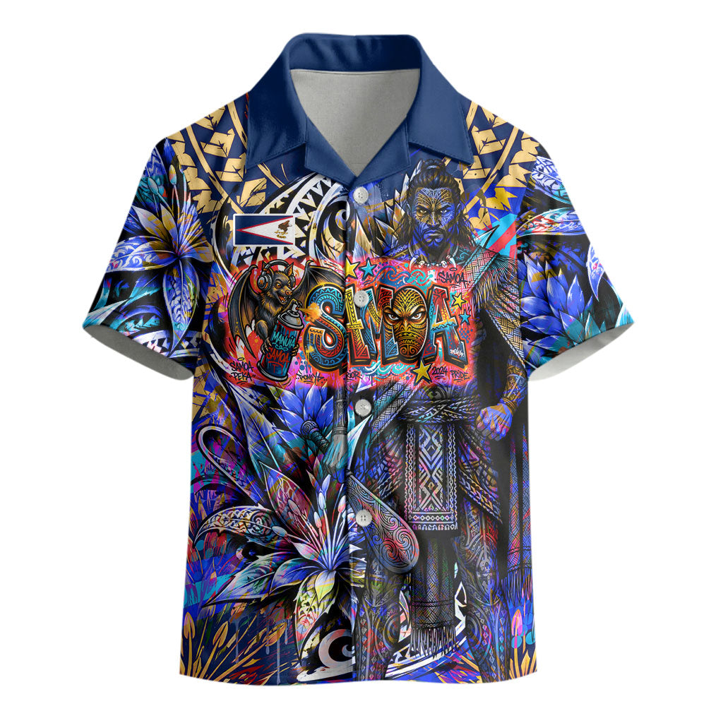 American Samoa Warrior Kid Hawaiian Shirt Polynesian Fruit Bat Talofa Urban Graffiti Street Art