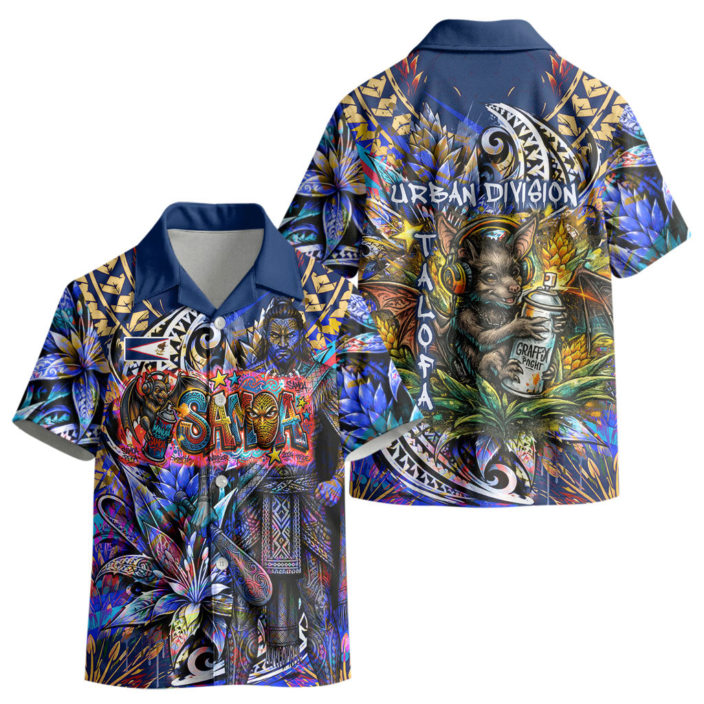 American Samoa Warrior Kid Hawaiian Shirt Polynesian Fruit Bat Talofa Urban Graffiti Street Art