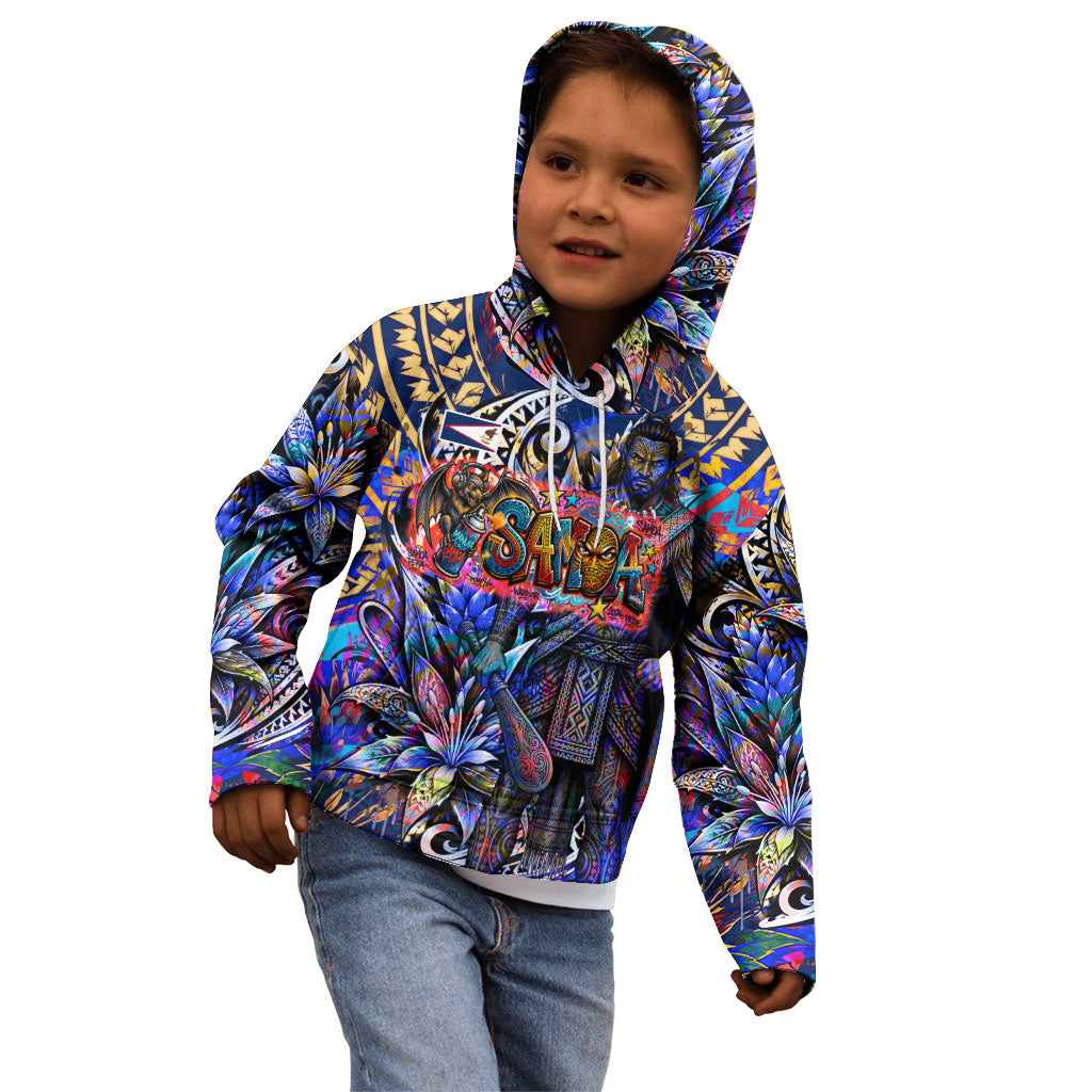 American Samoa Warrior Kid Hoodie Polynesian Fruit Bat Talofa Urban Graffiti Street Art
