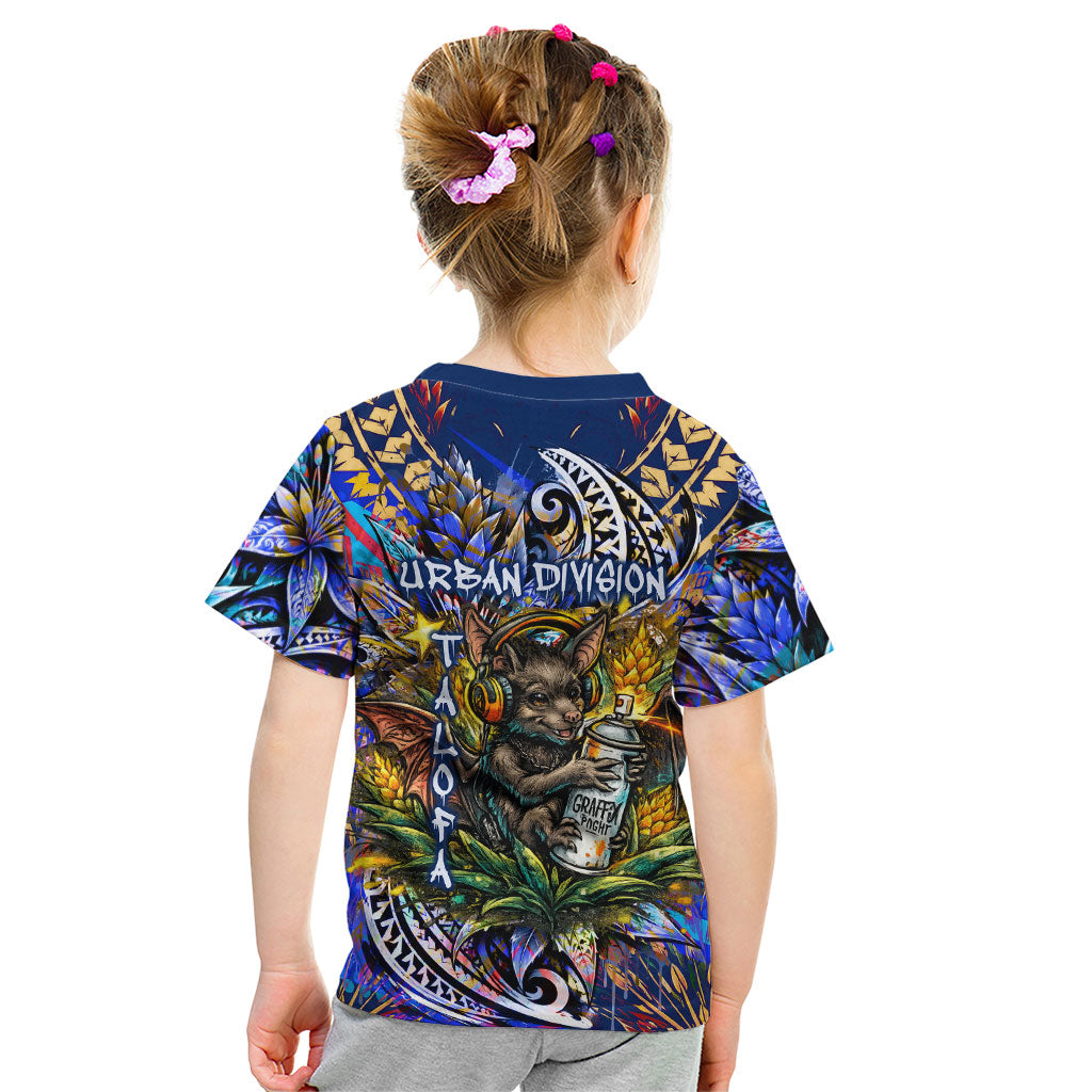 American Samoa Warrior Kid T Shirt Polynesian Fruit Bat Talofa Urban Graffiti Street Art