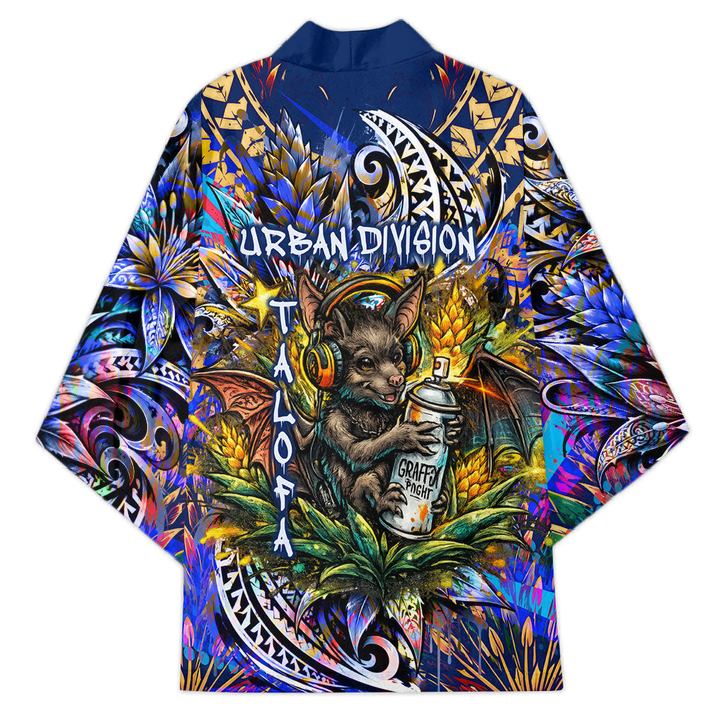 American Samoa Warrior Kimono Polynesian Fruit Bat Talofa Urban Graffiti Street Art