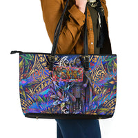 American Samoa Warrior Leather Tote Bag Polynesian Fruit Bat Talofa Urban Graffiti Street Art