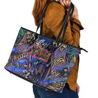 American Samoa Warrior Leather Tote Bag Polynesian Fruit Bat Talofa Urban Graffiti Street Art