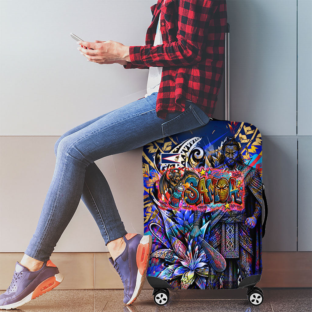 American Samoa Warrior Luggage Cover Polynesian Fruit Bat Talofa Urban Graffiti Street Art