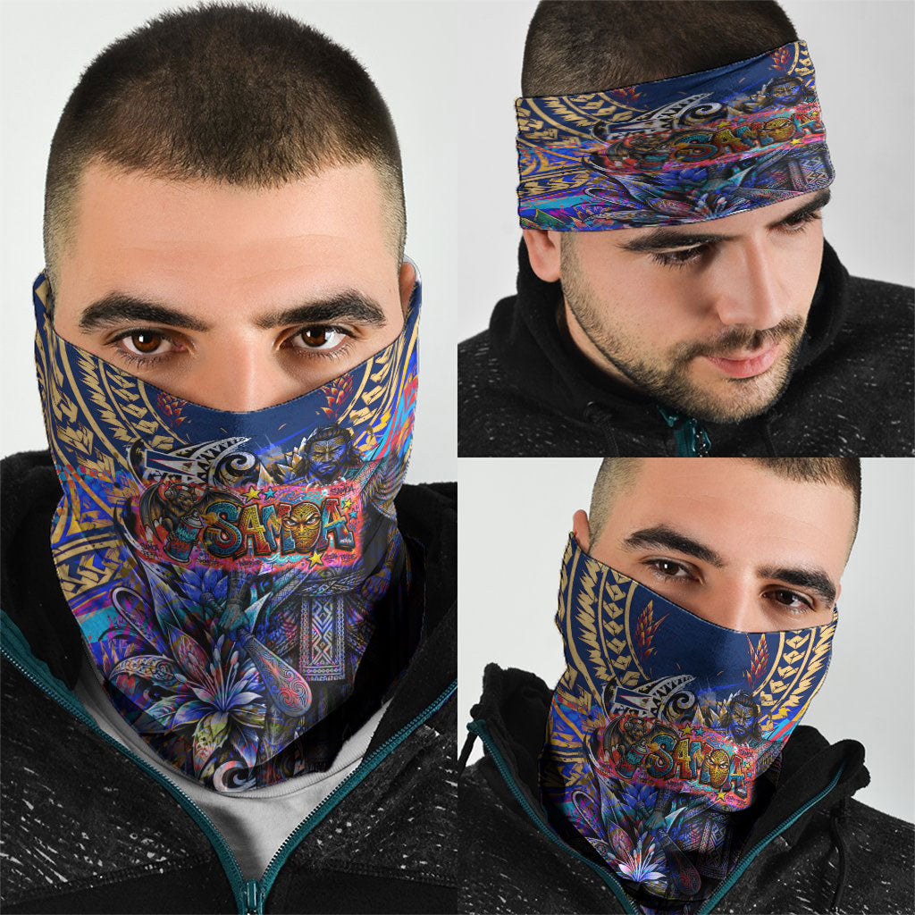 American Samoa Warrior Neck Gaiter Polynesian Fruit Bat Talofa Urban Graffiti Street Art