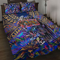 American Samoa Warrior Quilt Bed Set Polynesian Fruit Bat Talofa Urban Graffiti Street Art
