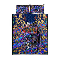 American Samoa Warrior Quilt Bed Set Polynesian Fruit Bat Talofa Urban Graffiti Street Art