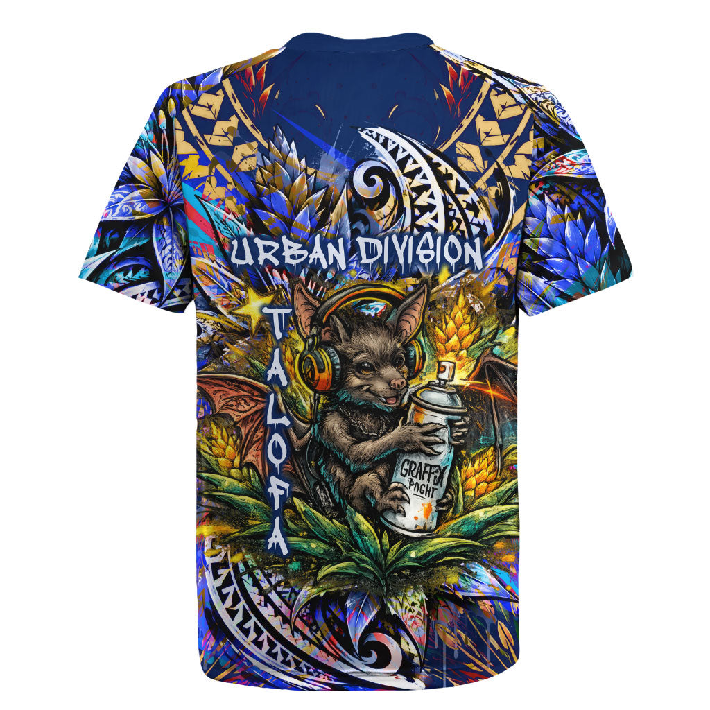American Samoa Warrior Rugby Jersey Polynesian Fruit Bat Talofa Urban Graffiti Street Art