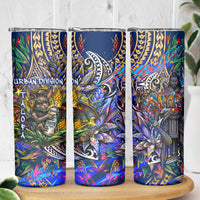 American Samoa Warrior Skinny Tumbler Polynesian Fruit Bat Talofa Urban Graffiti Street Art