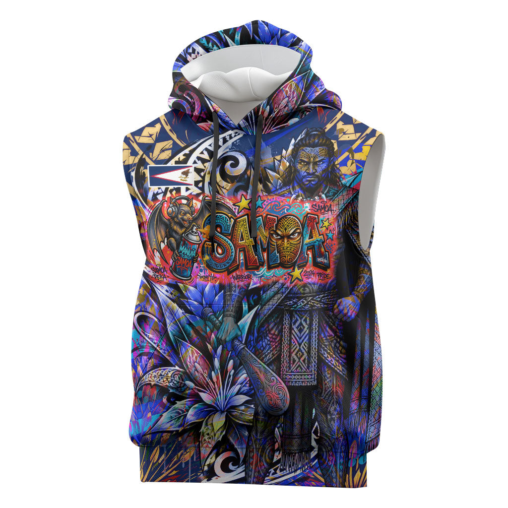American Samoa Warrior Sleeveless Hoodie Polynesian Fruit Bat Talofa Urban Graffiti Street Art