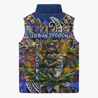 American Samoa Warrior Sleeveless Puffer Jacket Polynesian Fruit Bat Talofa Urban Graffiti Street Art
