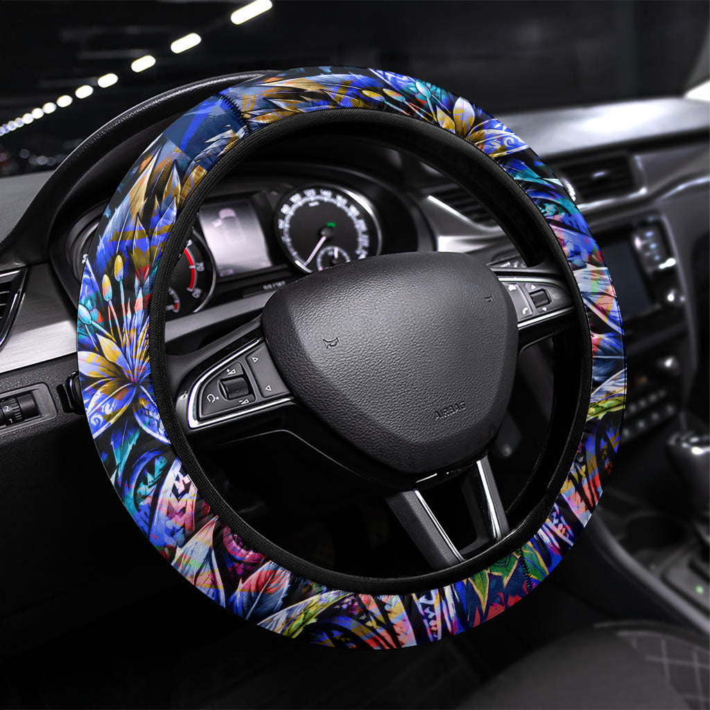 American Samoa Warrior Steering Wheel Cover Polynesian Fruit Bat Talofa Urban Graffiti Street Art