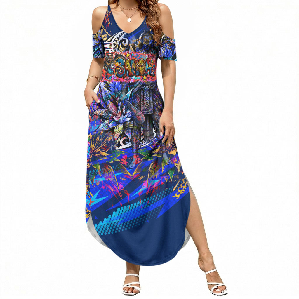 American Samoa Warrior Summer Maxi Dress Polynesian Fruit Bat Talofa Urban Graffiti Street Art