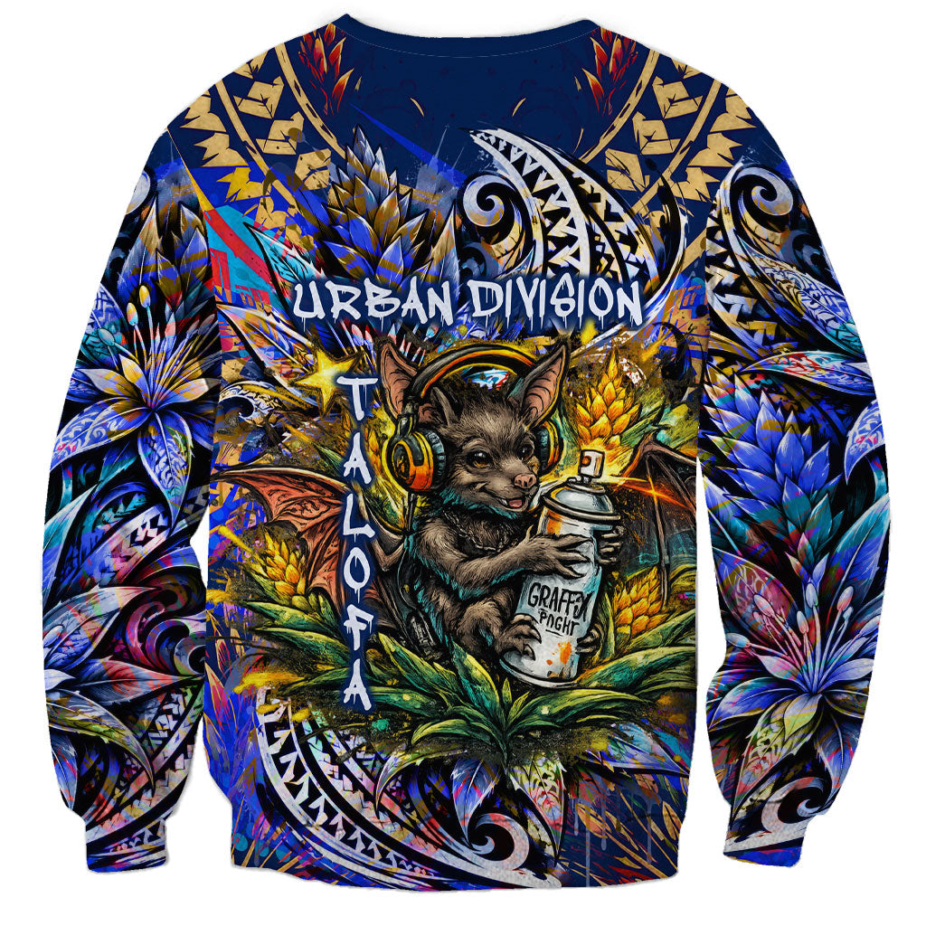 American Samoa Warrior Sweatshirt Polynesian Fruit Bat Talofa Urban Graffiti Street Art