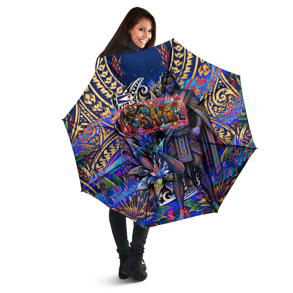 American Samoa Warrior Umbrella Polynesian Fruit Bat Talofa Urban Graffiti Street Art