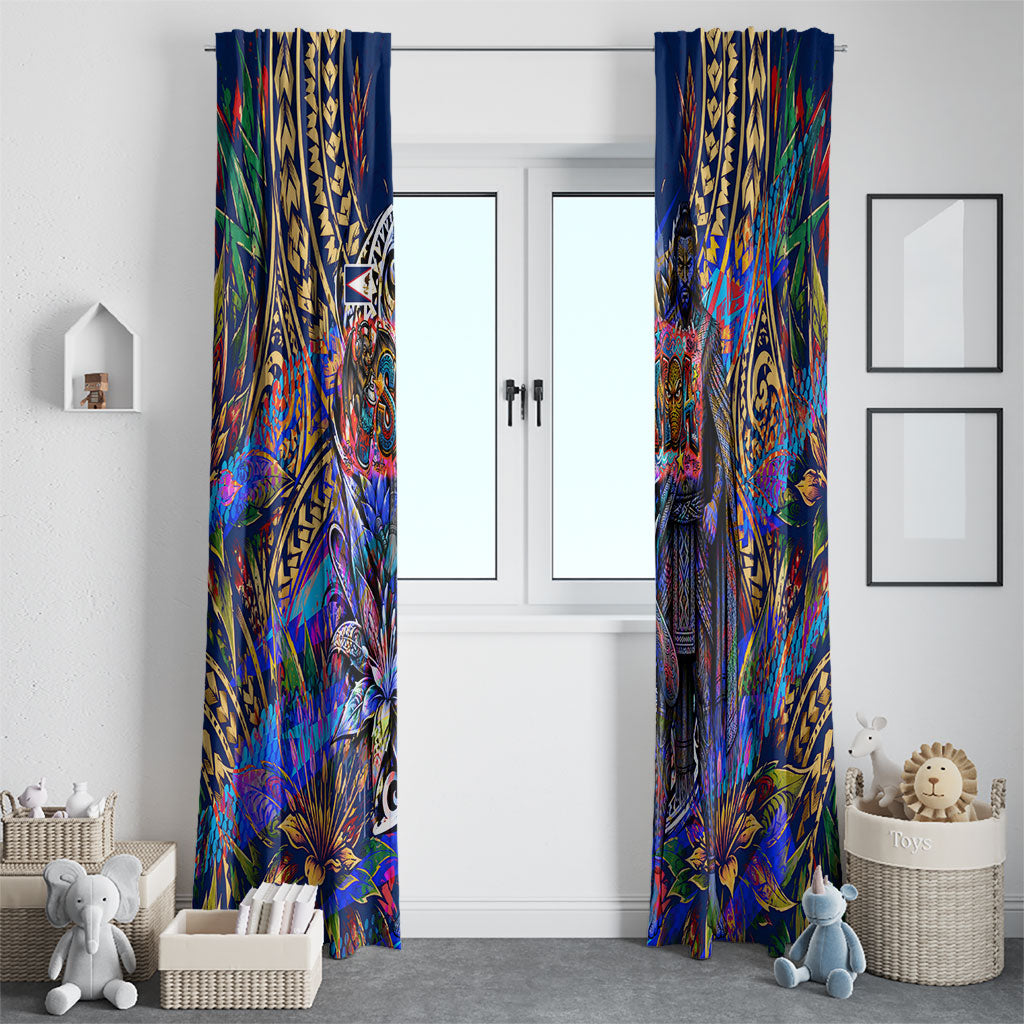 American Samoa Warrior Window Curtain Polynesian Fruit Bat Talofa Urban Graffiti Street Art