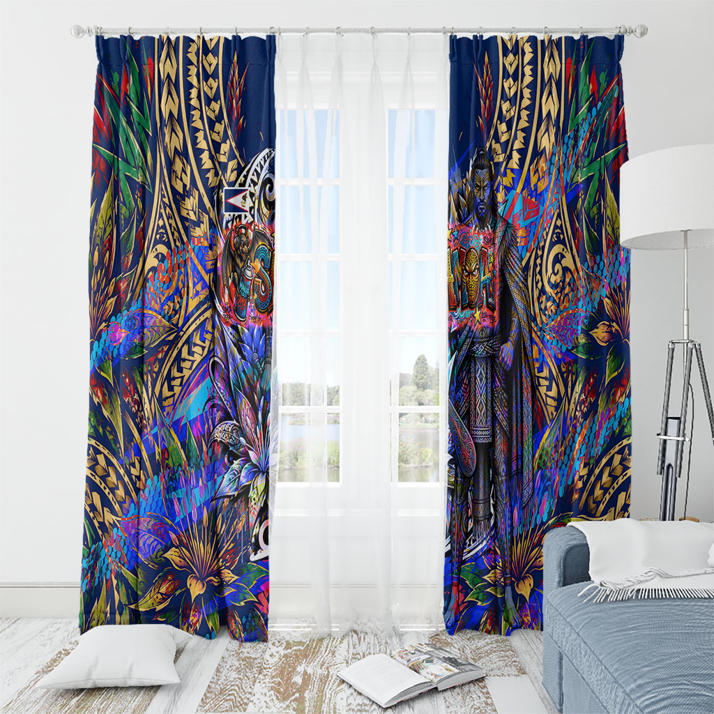 American Samoa Warrior Window Curtain Polynesian Fruit Bat Talofa Urban Graffiti Street Art