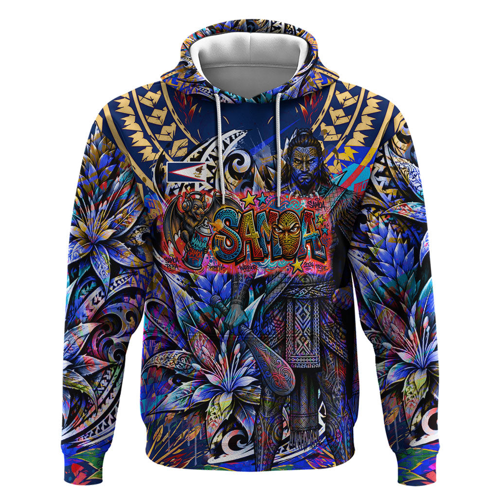 American Samoa Warrior Zip Hoodie Polynesian Fruit Bat Talofa Urban Graffiti Street Art