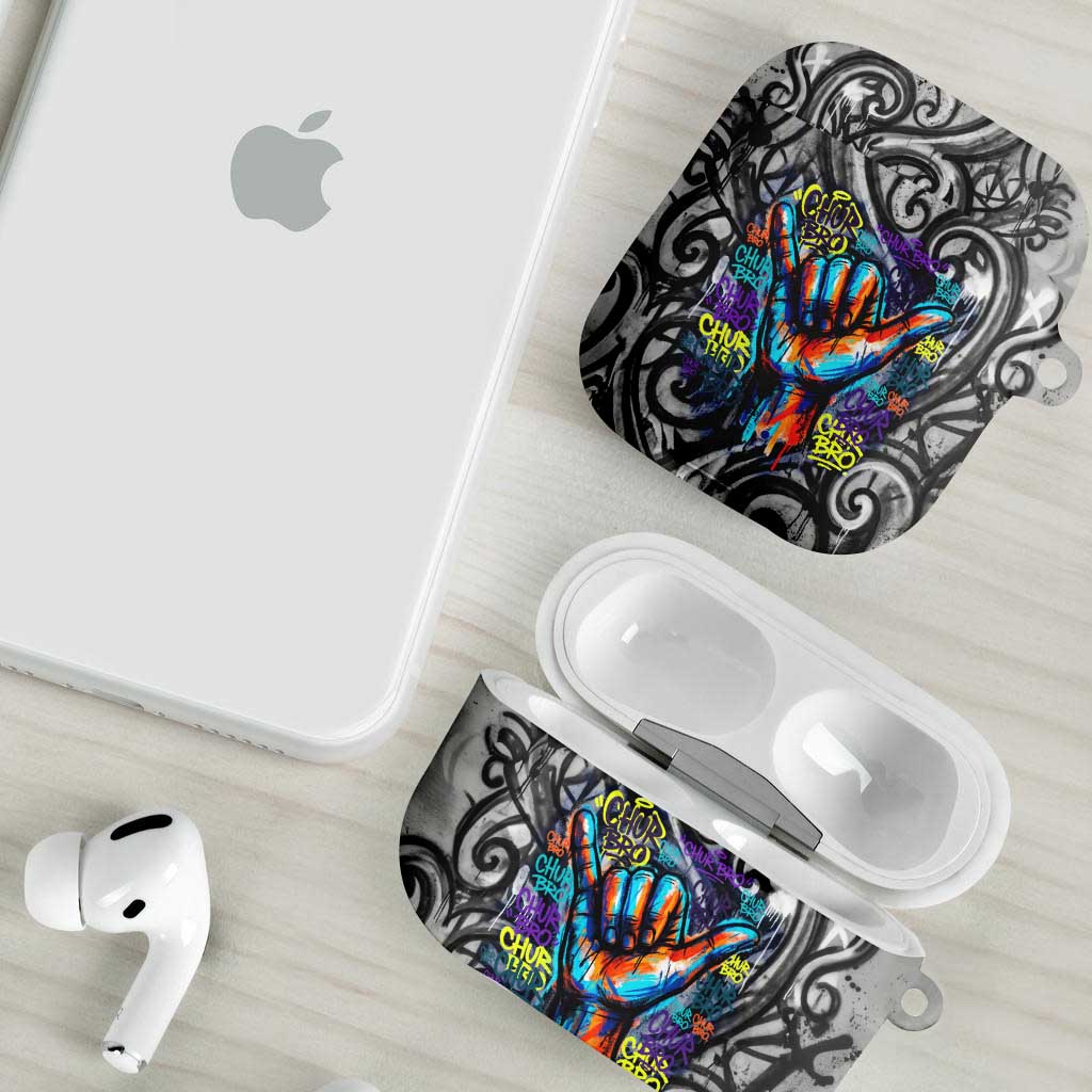 Chur Bro Shaka Sign AirPods Case New Zealand Koru Colorful Graffiti Splash