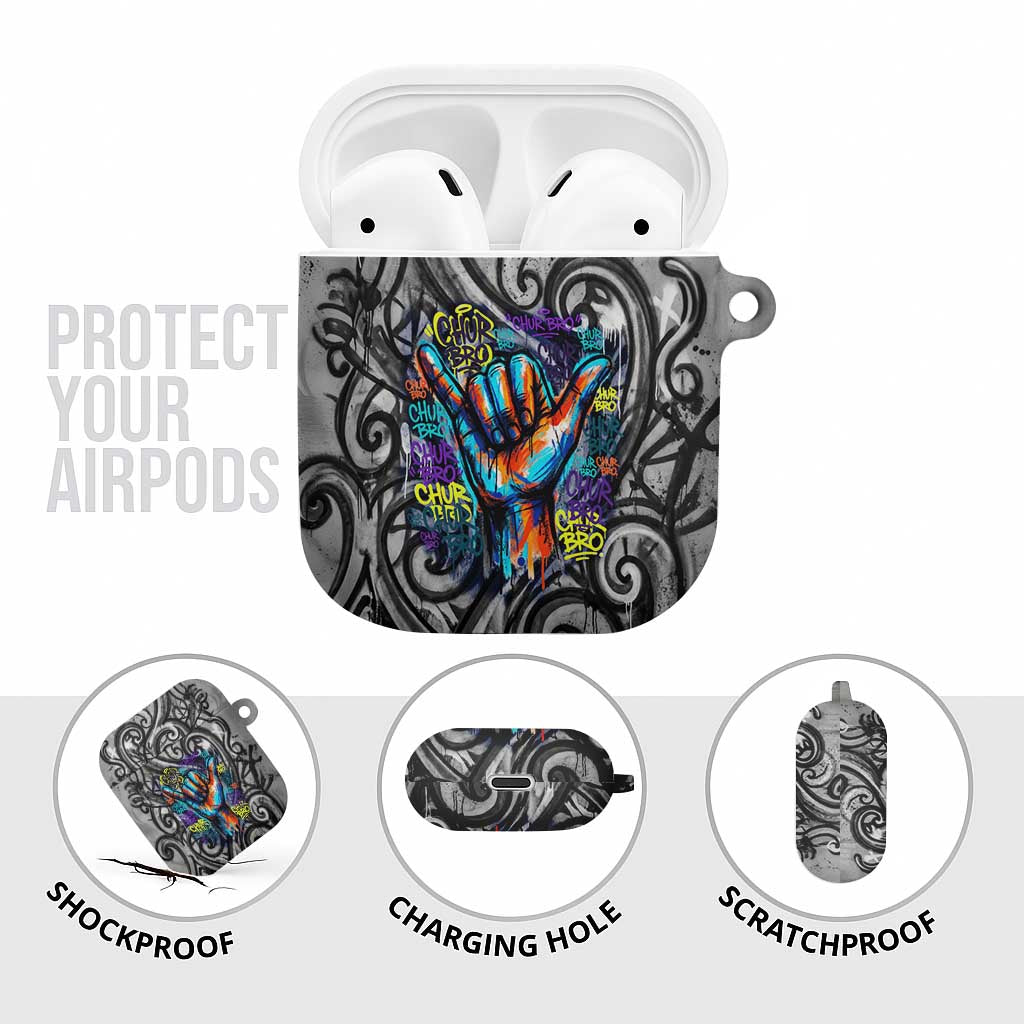 Chur Bro Shaka Sign AirPods Case New Zealand Koru Colorful Graffiti Splash