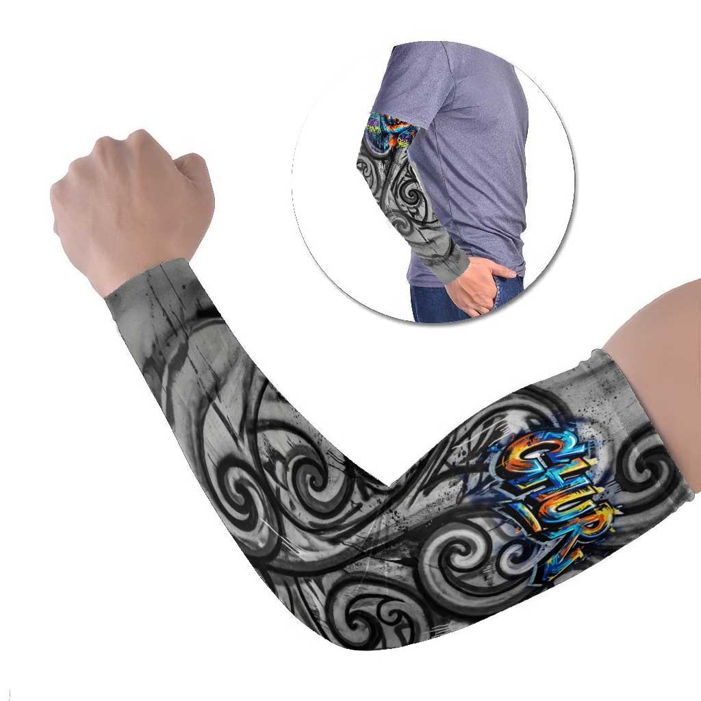 Chur Bro Shaka Sign Arm Sleeves New Zealand Koru Colorful Graffiti Splash