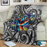 Chur Bro Shaka Sign Blanket New Zealand Koru Colorful Graffiti Splash