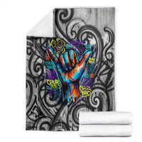 Chur Bro Shaka Sign Blanket New Zealand Koru Colorful Graffiti Splash