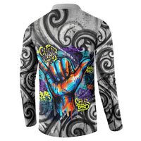 Chur Bro Shaka Sign Button Sweatshirt New Zealand Koru Colorful Graffiti Splash