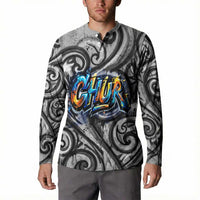 Chur Bro Shaka Sign Button Sweatshirt New Zealand Koru Colorful Graffiti Splash