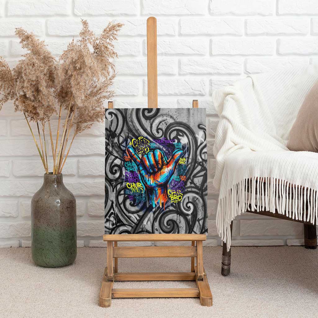Chur Bro Shaka Sign Canvas Wall Art New Zealand Koru Colorful Graffiti Splash