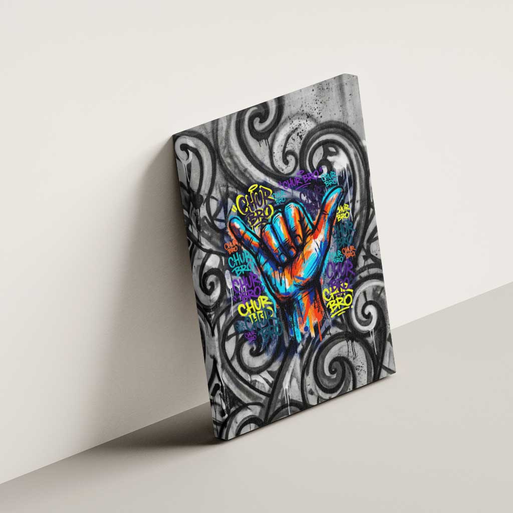 Chur Bro Shaka Sign Canvas Wall Art New Zealand Koru Colorful Graffiti Splash