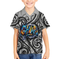 Chur Bro Shaka Sign Family Matching Long Sleeve Bodycon Dress and Hawaiian Shirt New Zealand Koru Colorful Graffiti Splash TS04 Son's Shirt Multicolor - Polynesian Pride