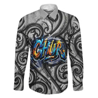 Chur Bro Shaka Sign Family Matching Off Shoulder Short Dress and Hawaiian Shirt New Zealand Koru Colorful Graffiti Splash TS04 Dad's Shirt - Long Sleeve Multicolor - Polynesian Pride