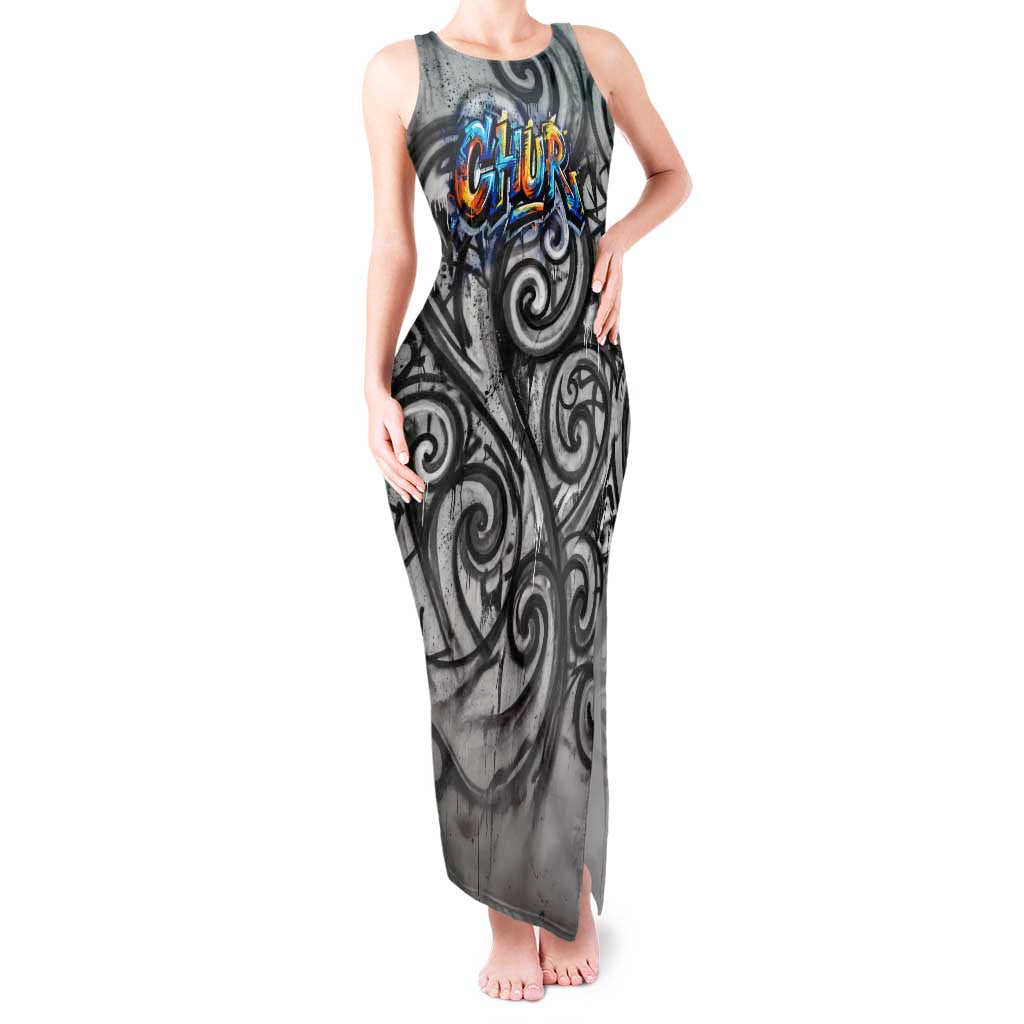 Chur Bro Shaka Sign Tank Maxi Dress New Zealand Koru Colorful Graffiti Splash