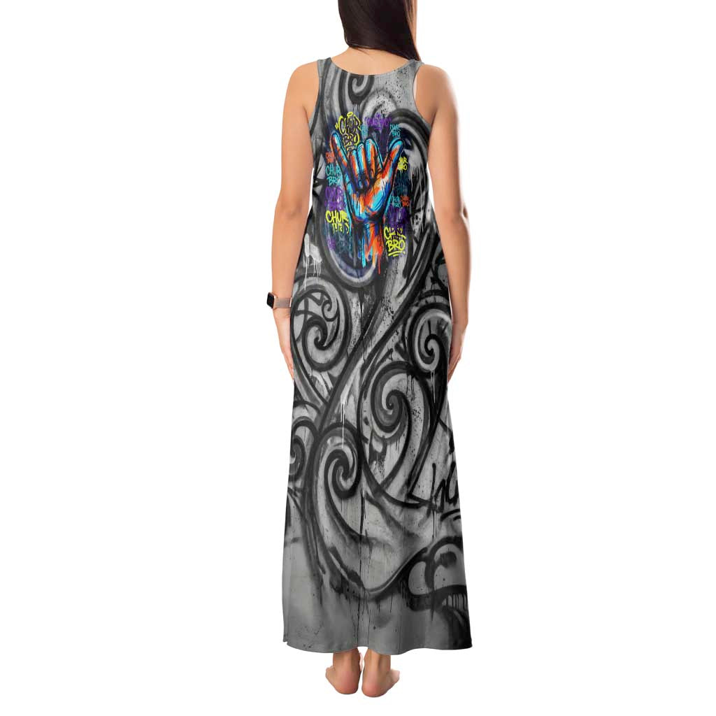 Chur Bro Shaka Sign Tank Maxi Dress New Zealand Koru Colorful Graffiti Splash