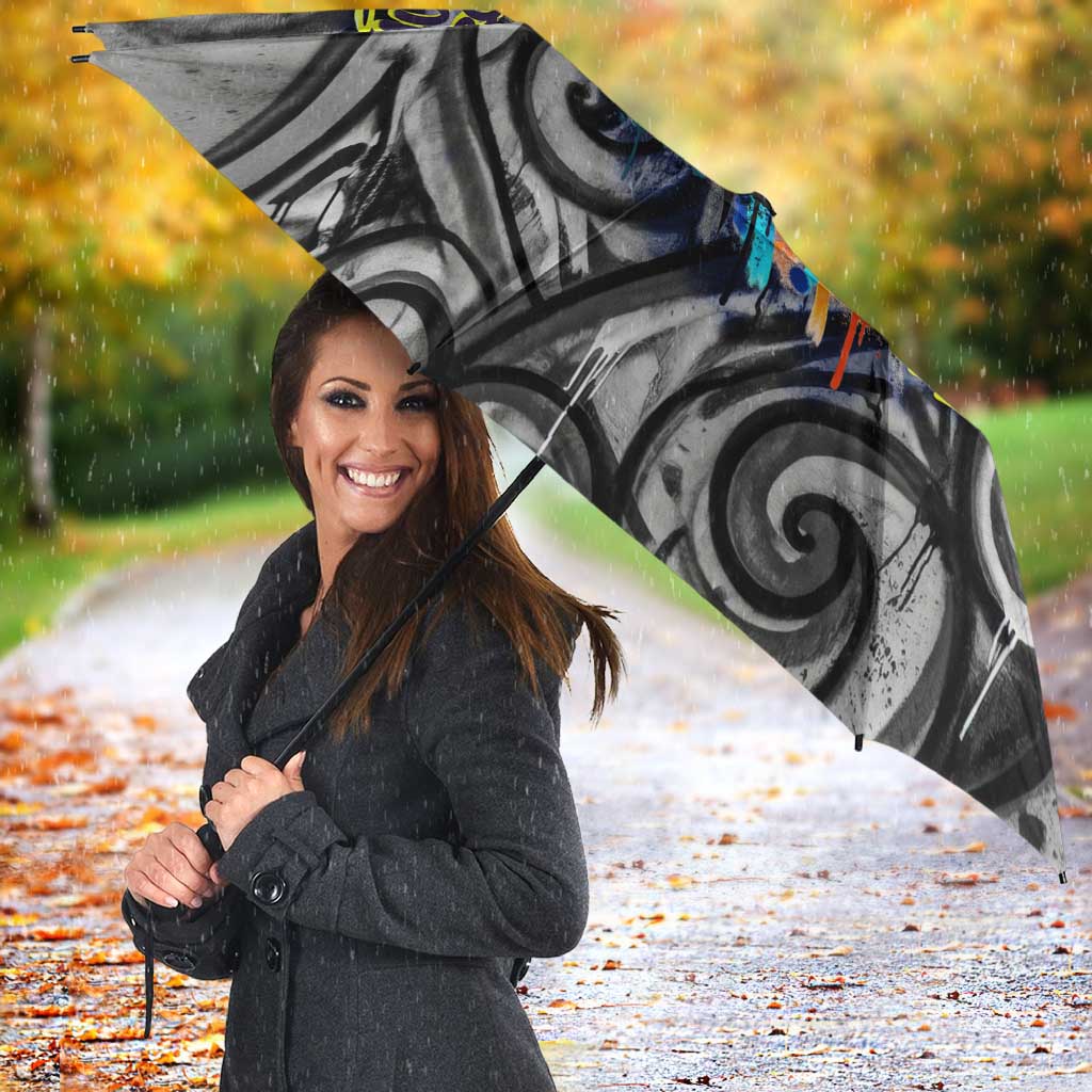 Chur Bro Shaka Sign Umbrella New Zealand Koru Colorful Graffiti Splash