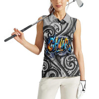 Chur Bro Shaka Sign Women Sleeveless Polo Shirt New Zealand Koru Colorful Graffiti Splash