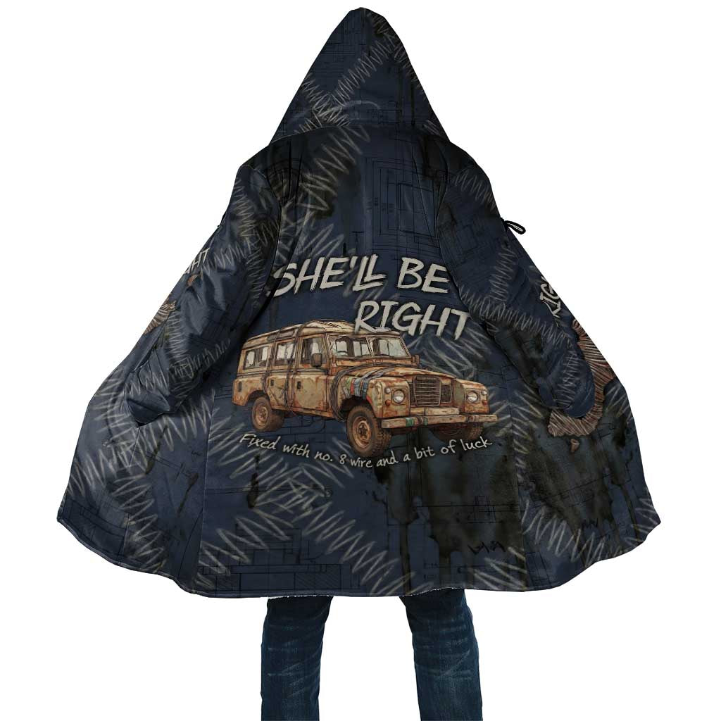 New Zealand She’ll Be Right Cloak NZ Slang No. 8 Wire Map Pattern