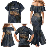 New Zealand She’ll Be Right Family Matching Mermaid Dress and Hawaiian Shirt NZ Slang No. 8 Wire Map Pattern