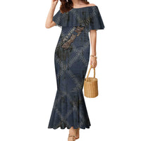 New Zealand She’ll Be Right Family Matching Mermaid Dress and Hawaiian Shirt NZ Slang No. 8 Wire Map Pattern