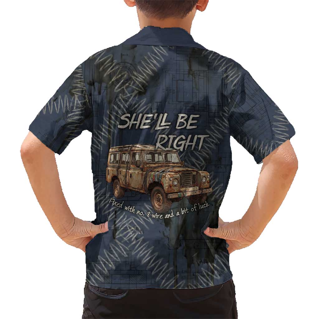 New Zealand She’ll Be Right Family Matching Tank Maxi Dress and Hawaiian Shirt NZ Slang No. 8 Wire Map Pattern