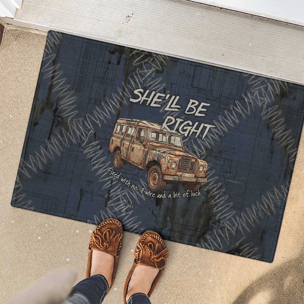 New Zealand She’ll Be Right Rubber Doormat NZ Slang No. 8 Wire Map Pattern TS04 - Polynesian Pride