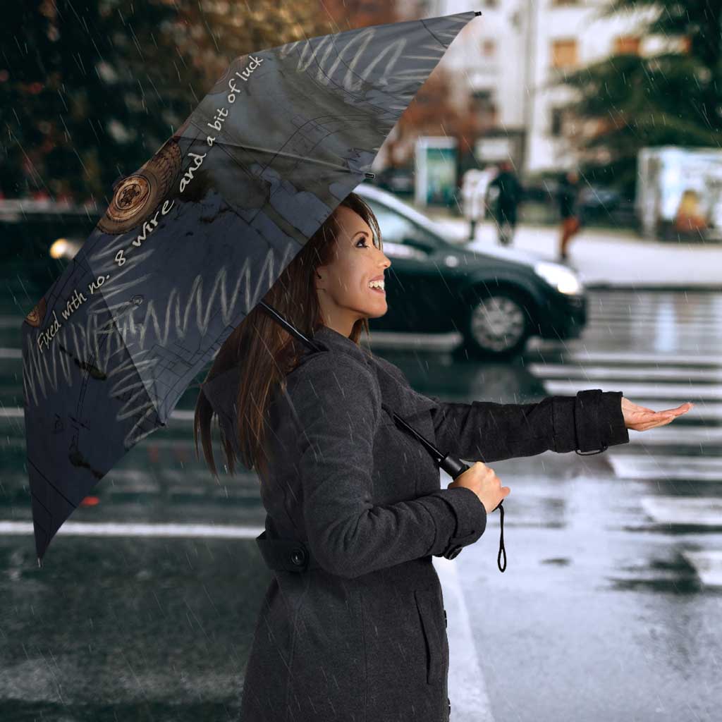 New Zealand She’ll Be Right Umbrella NZ Slang No. 8 Wire Map Pattern