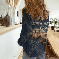 New Zealand She’ll Be Right Women Casual Shirt NZ Slang No. 8 Wire Map Pattern