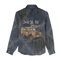 New Zealand She’ll Be Right Women Casual Shirt NZ Slang No. 8 Wire Map Pattern